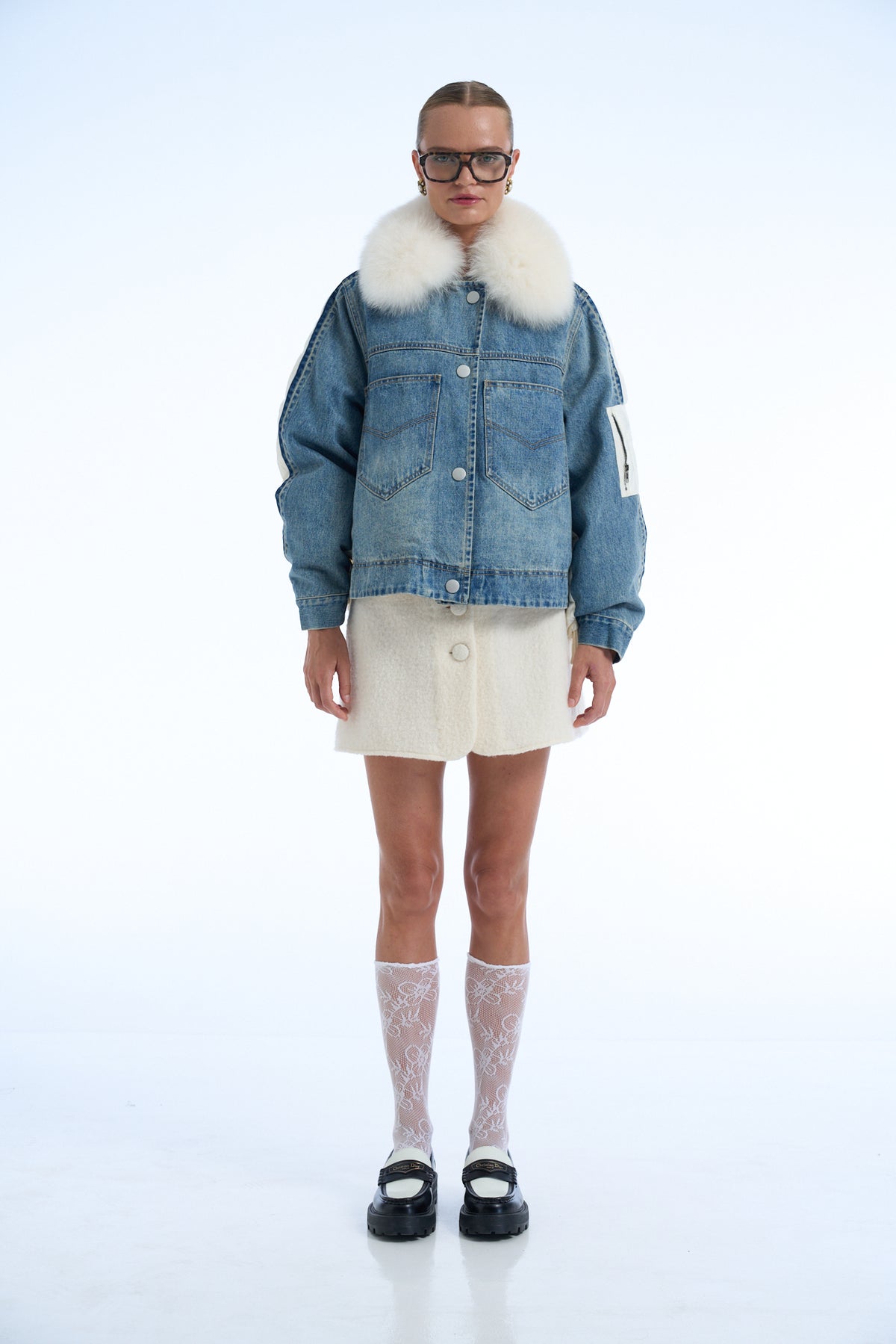 It's Not Possible Let's Do It Denim Duvet Jacket white