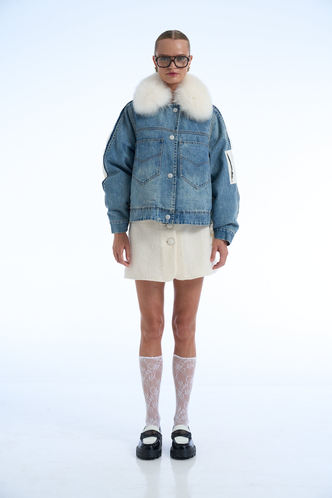 It's Not Possible Let's Do It Denim Duvet Jacket white