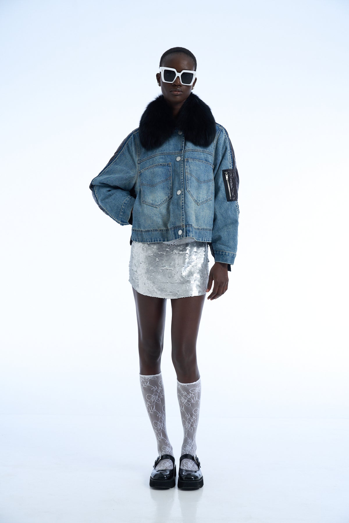 Don't Grow Up Is A Trap Denim Duvet Jacket Black