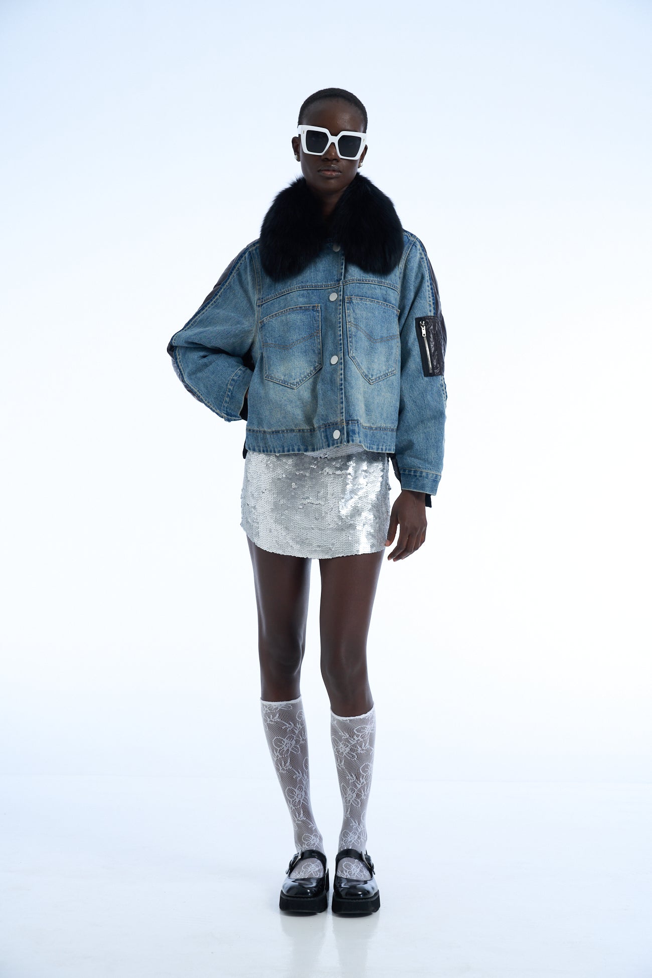 Don't Grow Up Is A Trap Denim Duvet Jacket Black