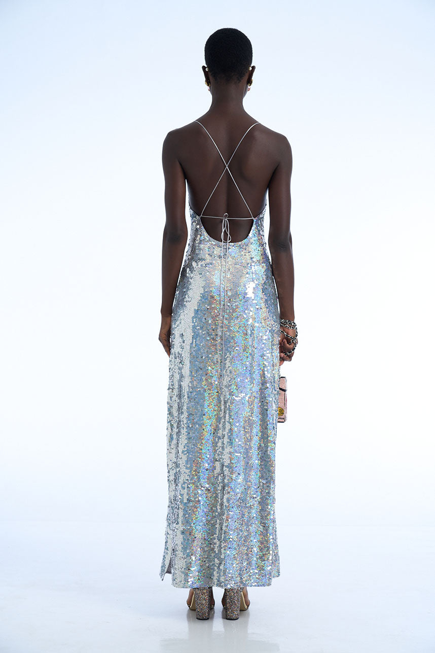 Silver Mezcal Sequin Singlet Dress