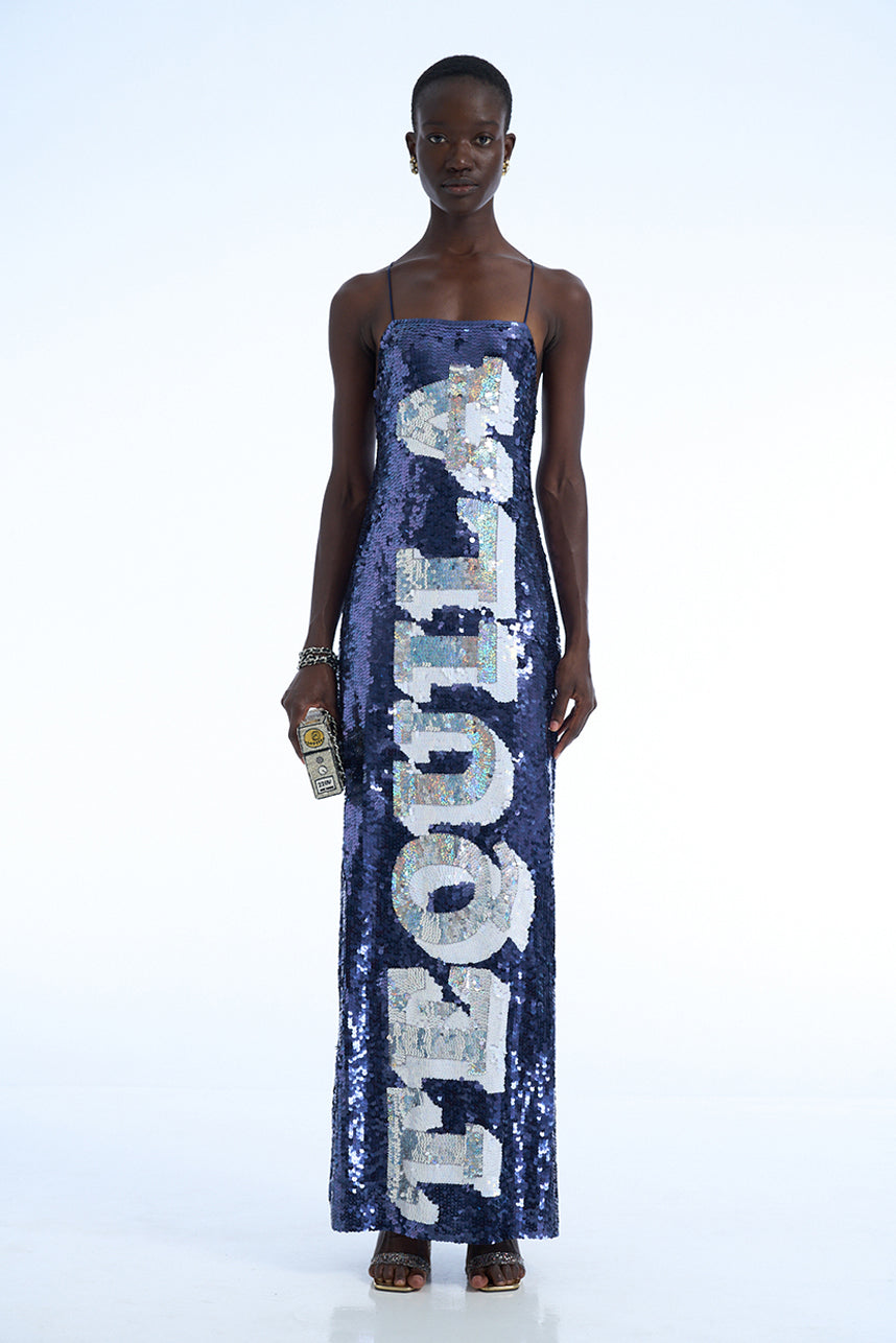 Blue Tequila Sequin Singlet Dress