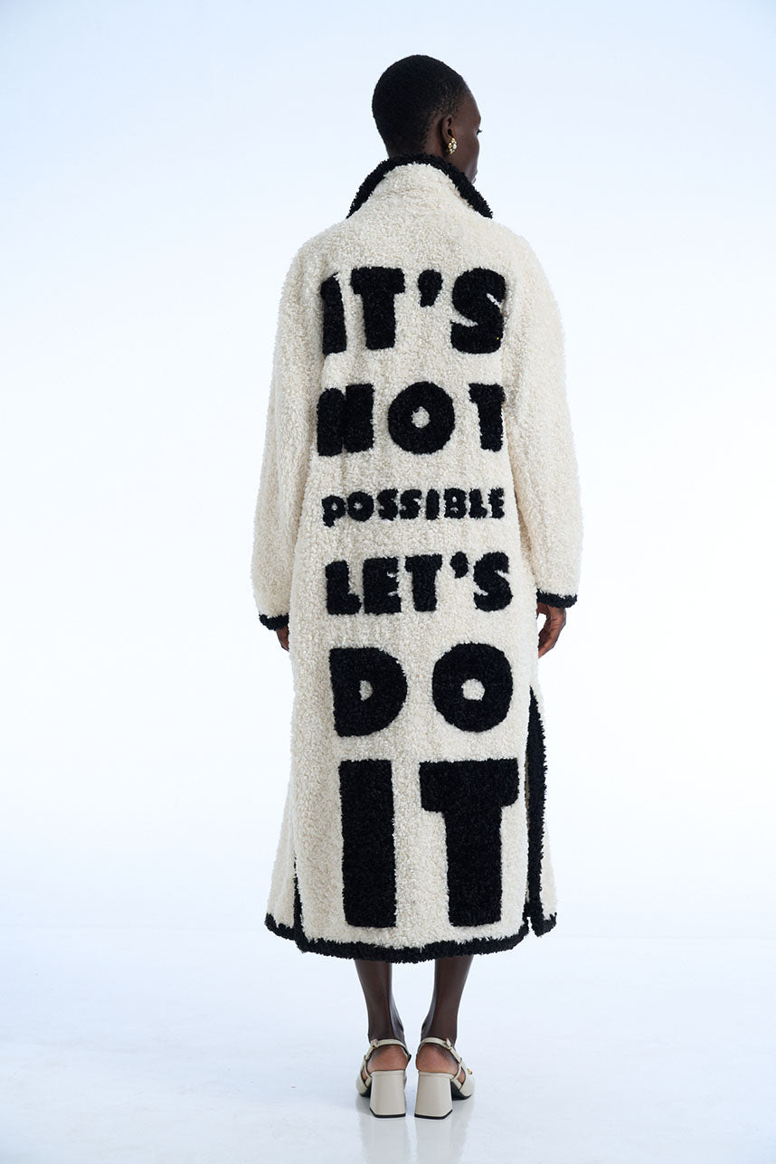 Its Not Possible Lets Do It Eco Lamb Fur Long Coat