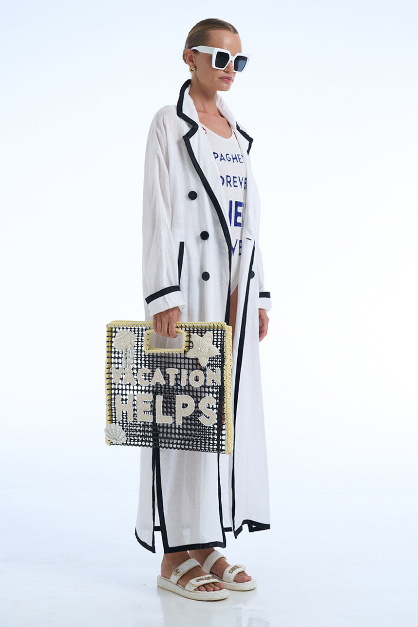 PEOPLE DISAPPOINT PIZZA IS ETERNAL LINEN COAT