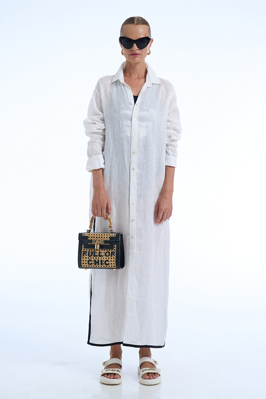 I DON'T GIVE A CHIC LINEN LONG SHIRT