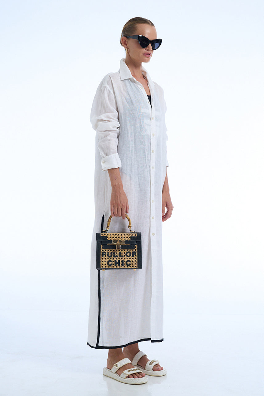 I DON'T GIVE A CHIC LINEN LONG SHIRT