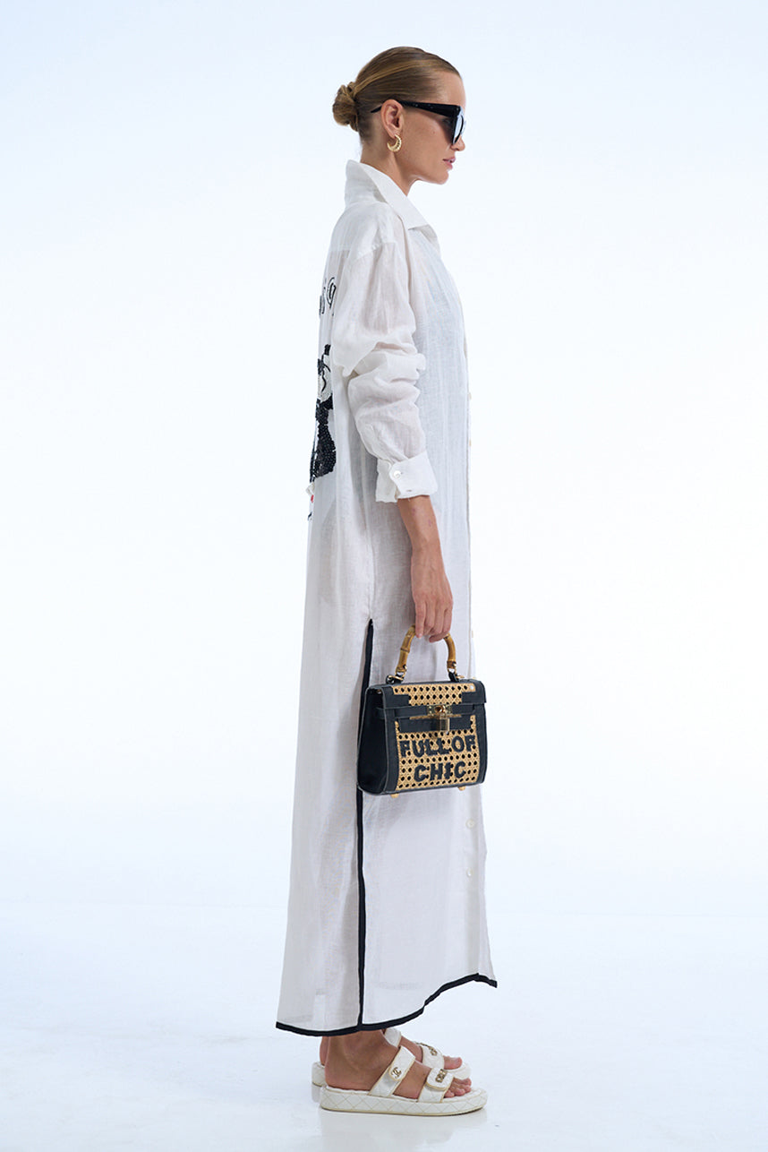 I DON'T GIVE A CHIC LINEN LONG SHIRT