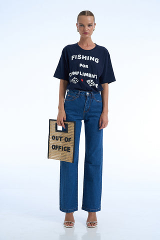 FISHING FOR COMPLIMENTS T-SHIRT - XS / Navy