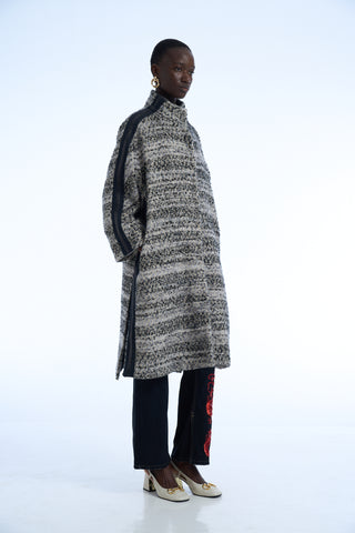 I do not give a chic i do giva a chic  Wool Tweed Long Coat Black - S