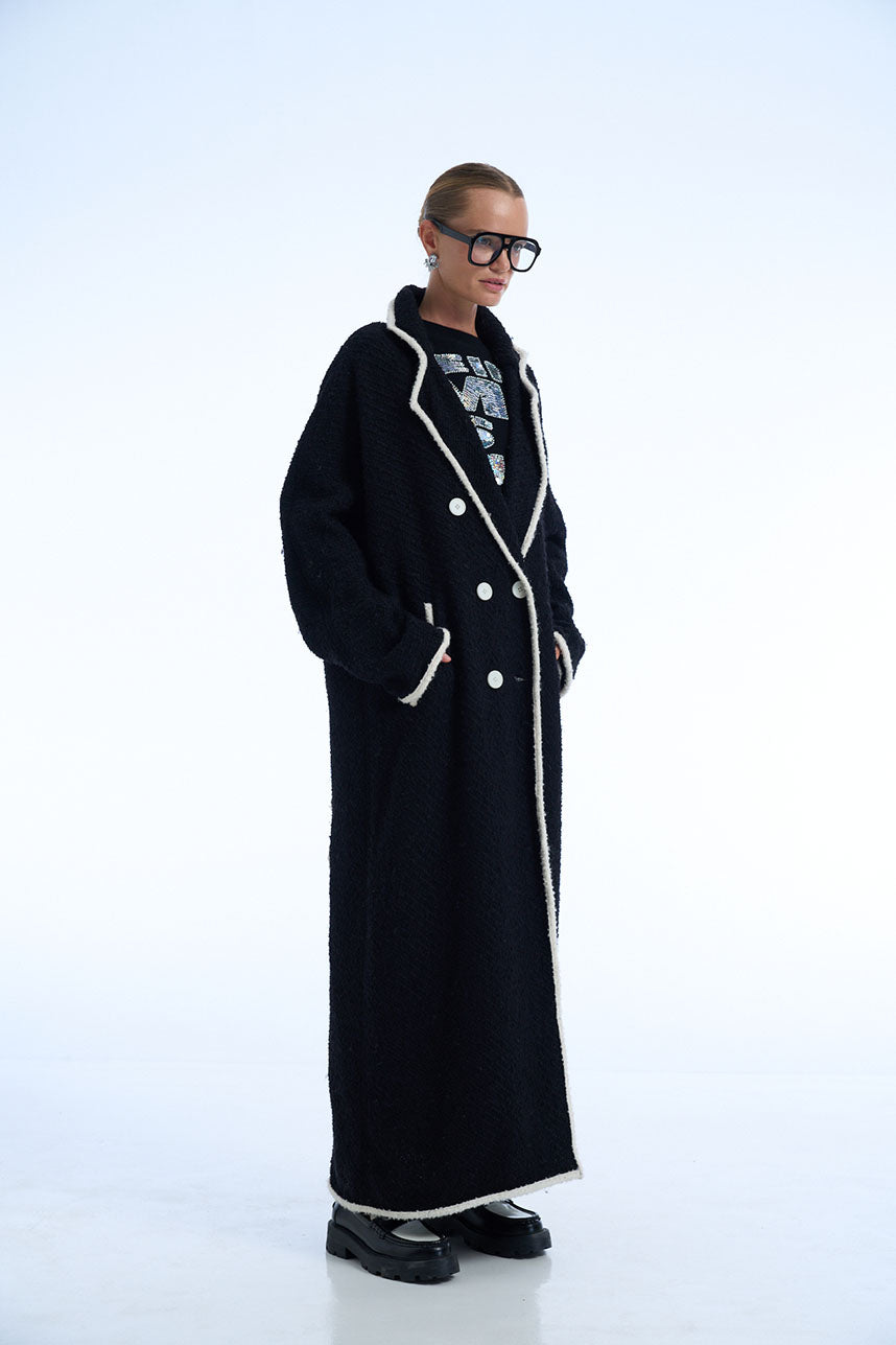 Dont Text Your Ex Text Your Next Wool Tweed Long Coat