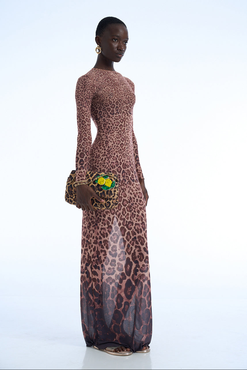 LEOPARD PRINT NET DRESS