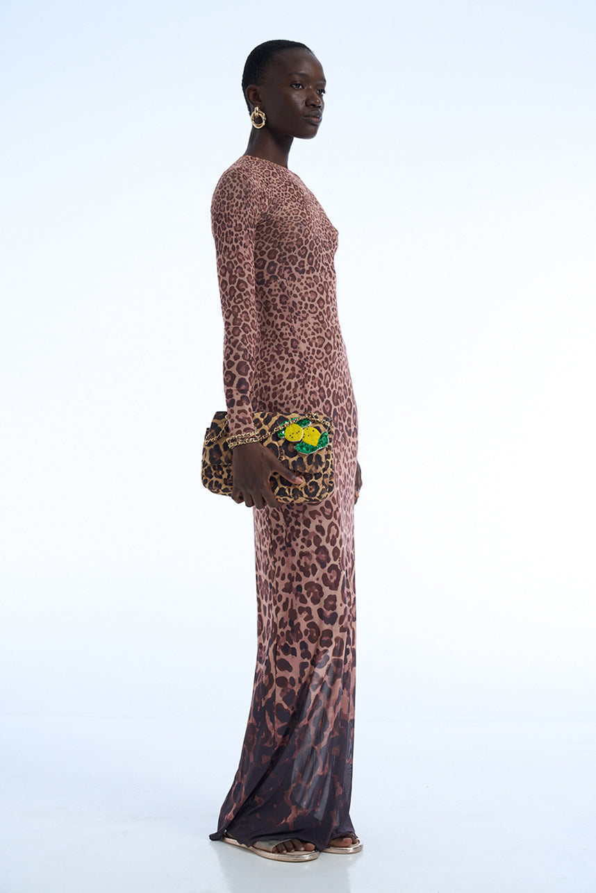 LEOPARD PRINT NET DRESS