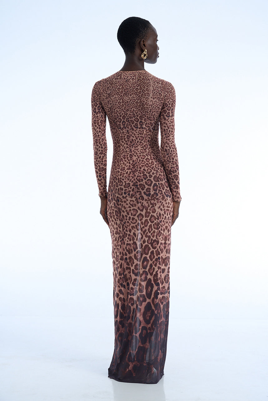 LEOPARD PRINT NET DRESS