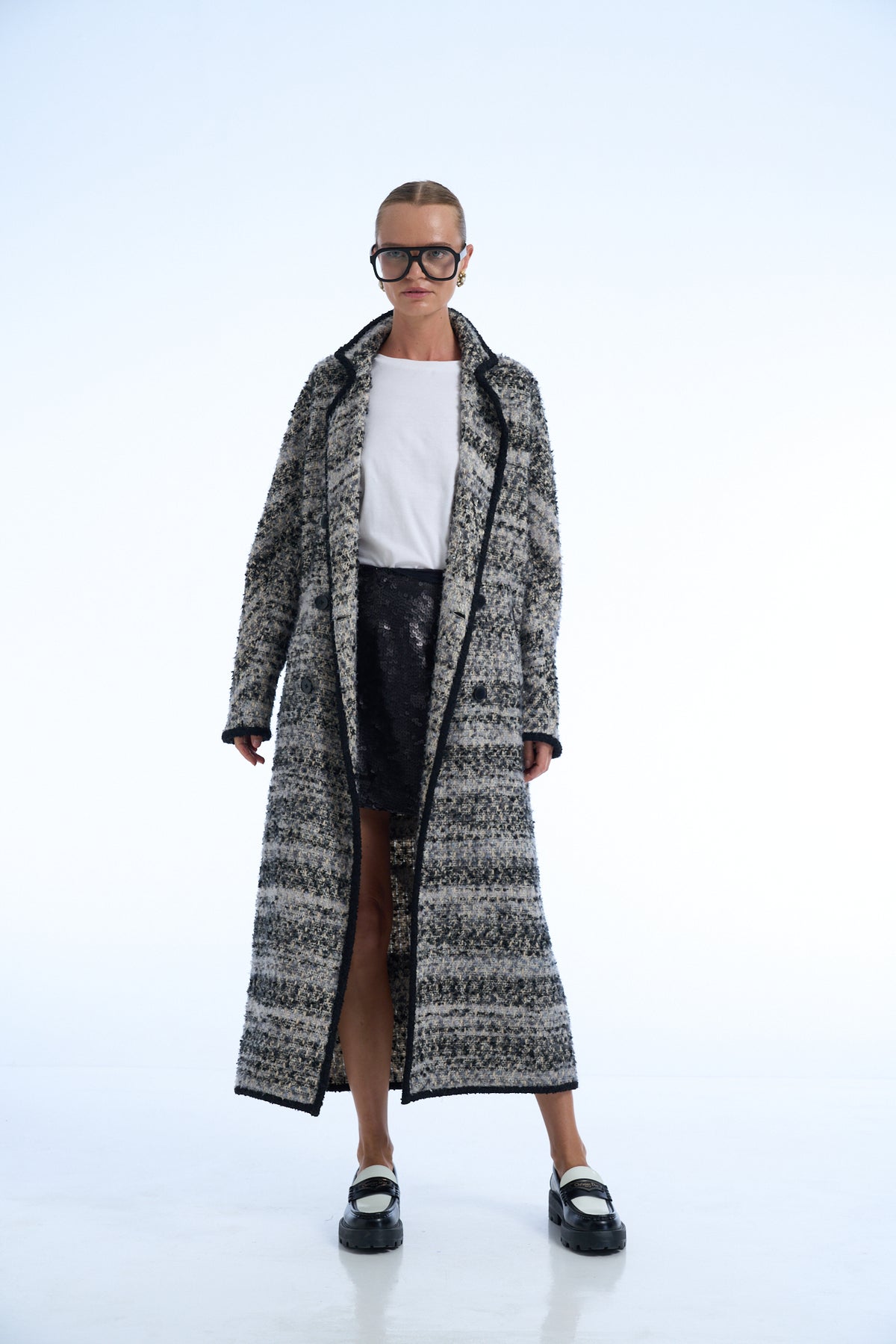 Really wish i would have just stayed home  Wool Tweed Long Coat Black