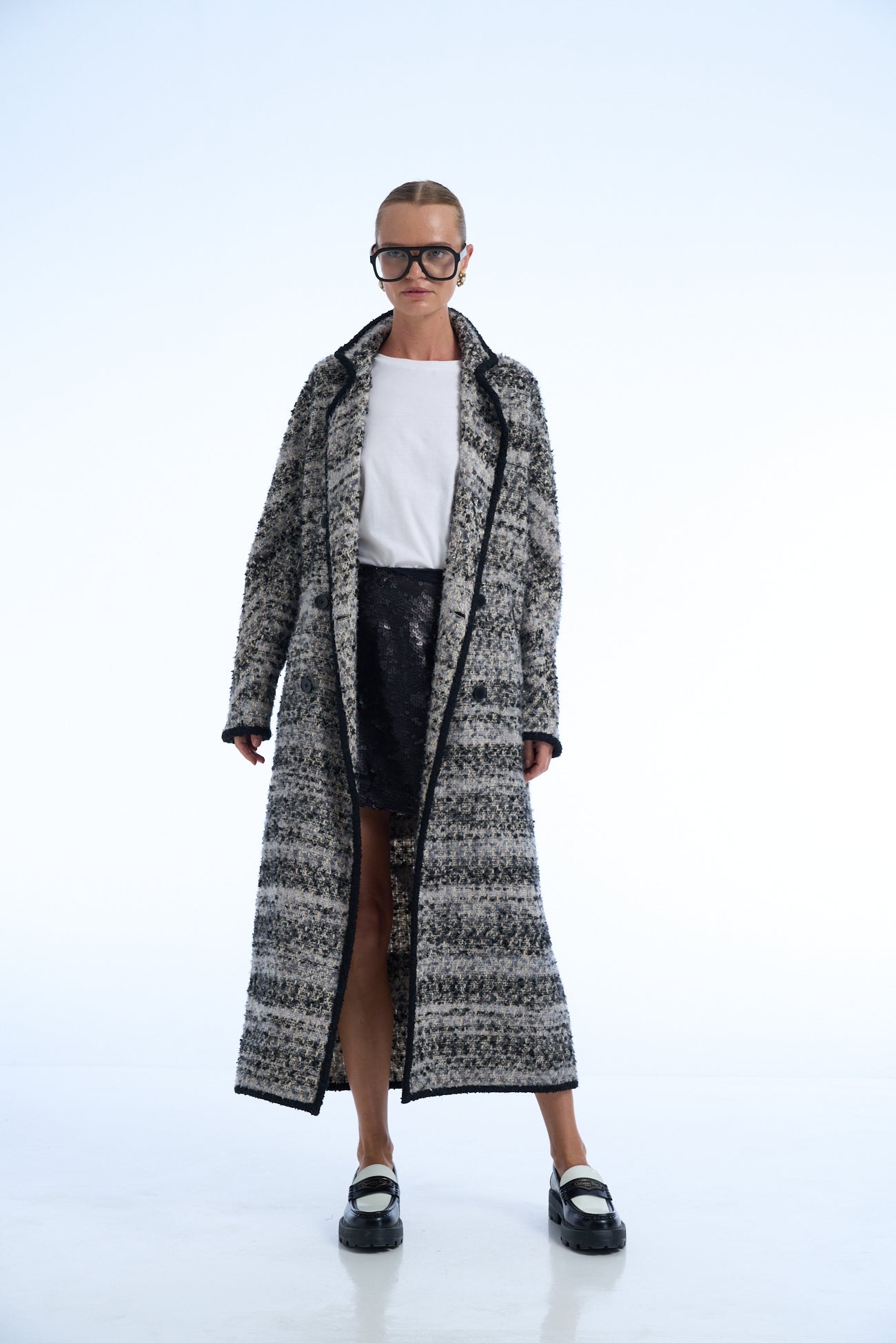 Really wish i would have just stayed home  Wool Tweed Long Coat Black