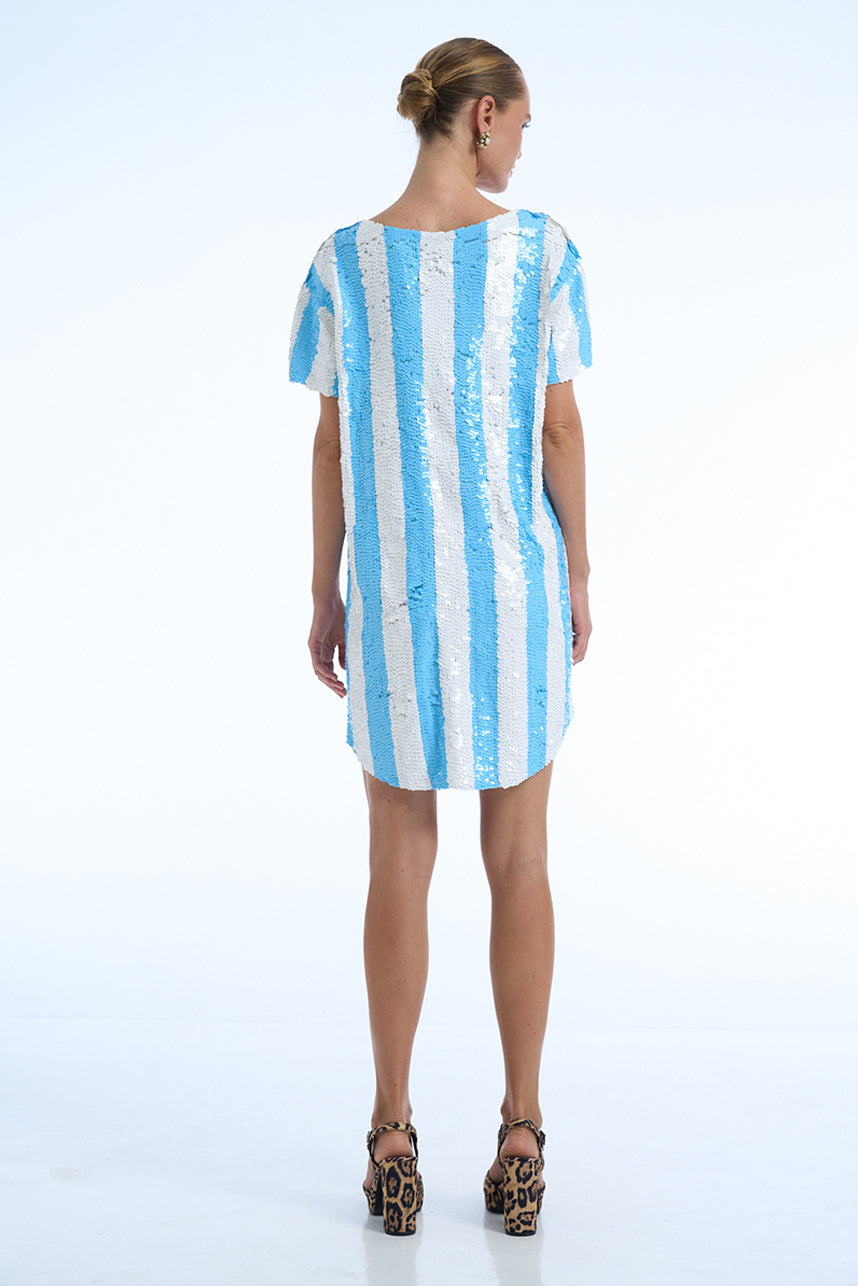 beachy sequin dress LIFE IS A Beach COCO MERMAID SEQUIN MAXI TEE DRESS L / Aqua blue