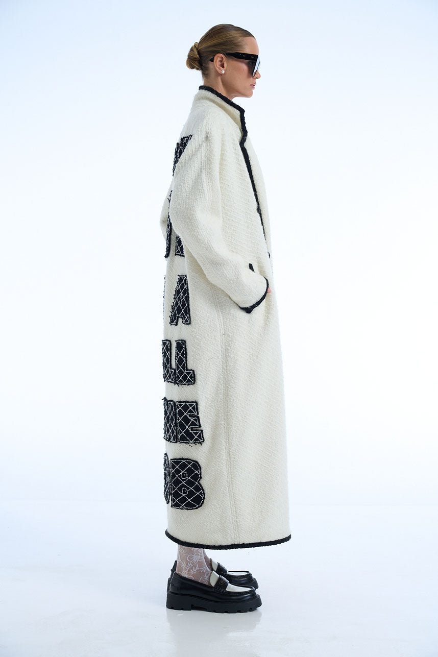 Being Me Is A Full Time Job Wool Tweed Long Coat