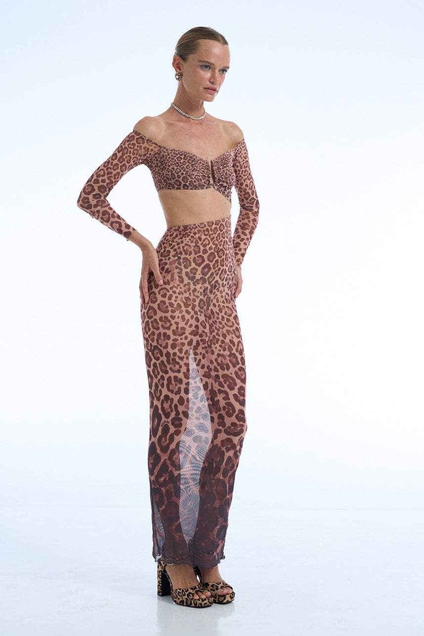 LEOPARD PRINT NET 2 PIECE DRESS SET