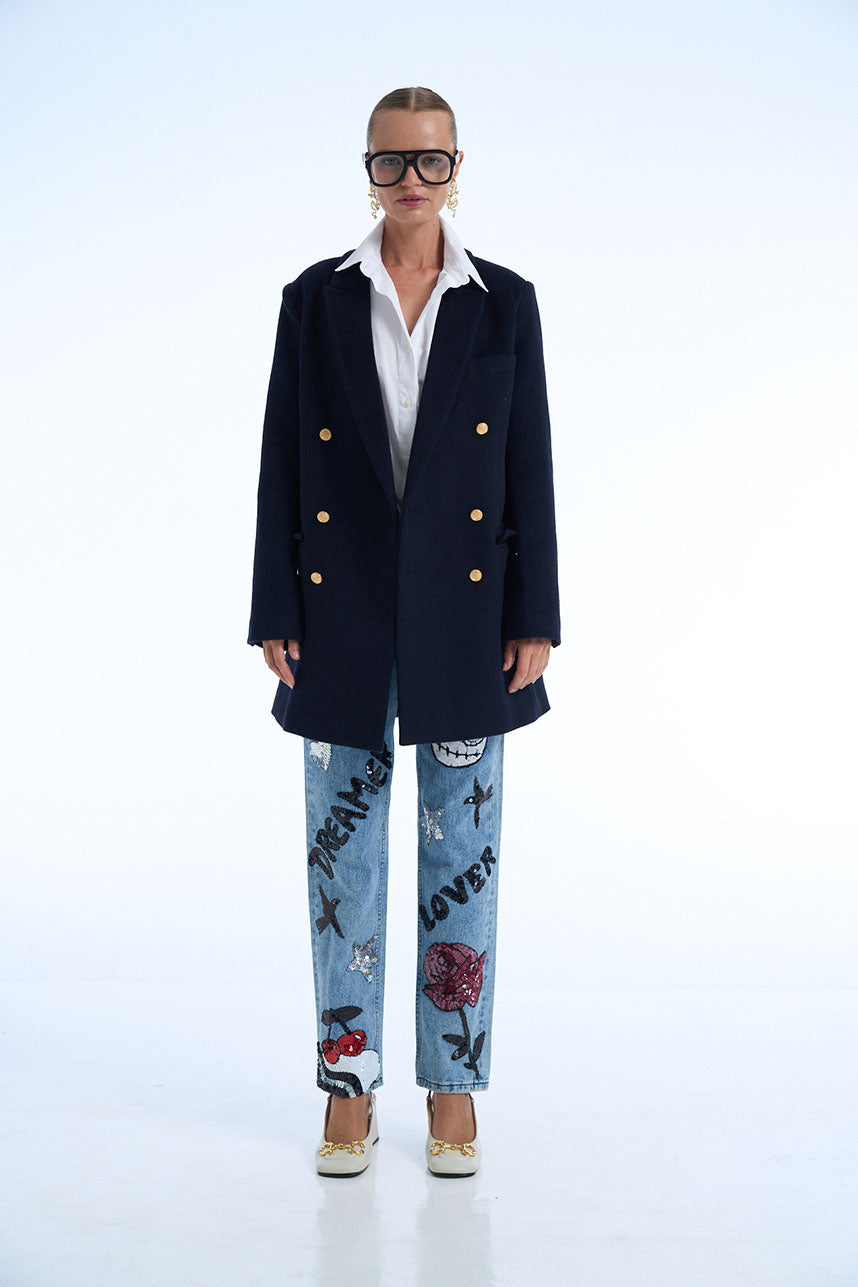 Your Yacht Or Mine Navy Wool Blazer