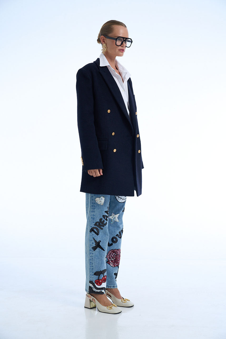 Your Yacht Or Mine Navy Wool Blazer