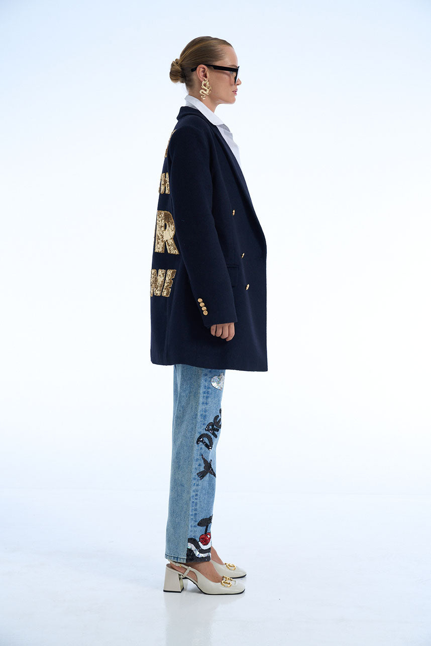 Your Yacht Or Mine Navy Wool Blazer