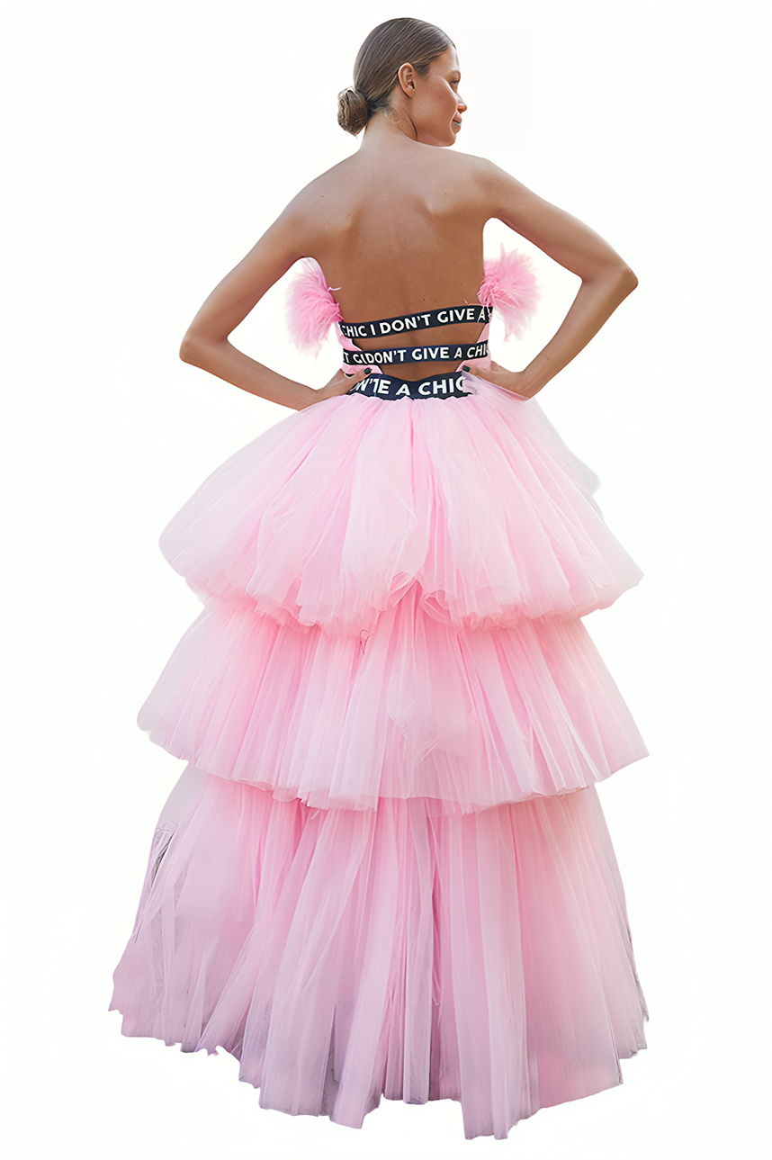 I DON'T GIVE A CHIC Tulle Maxi Ruffle Dress-Pre Order