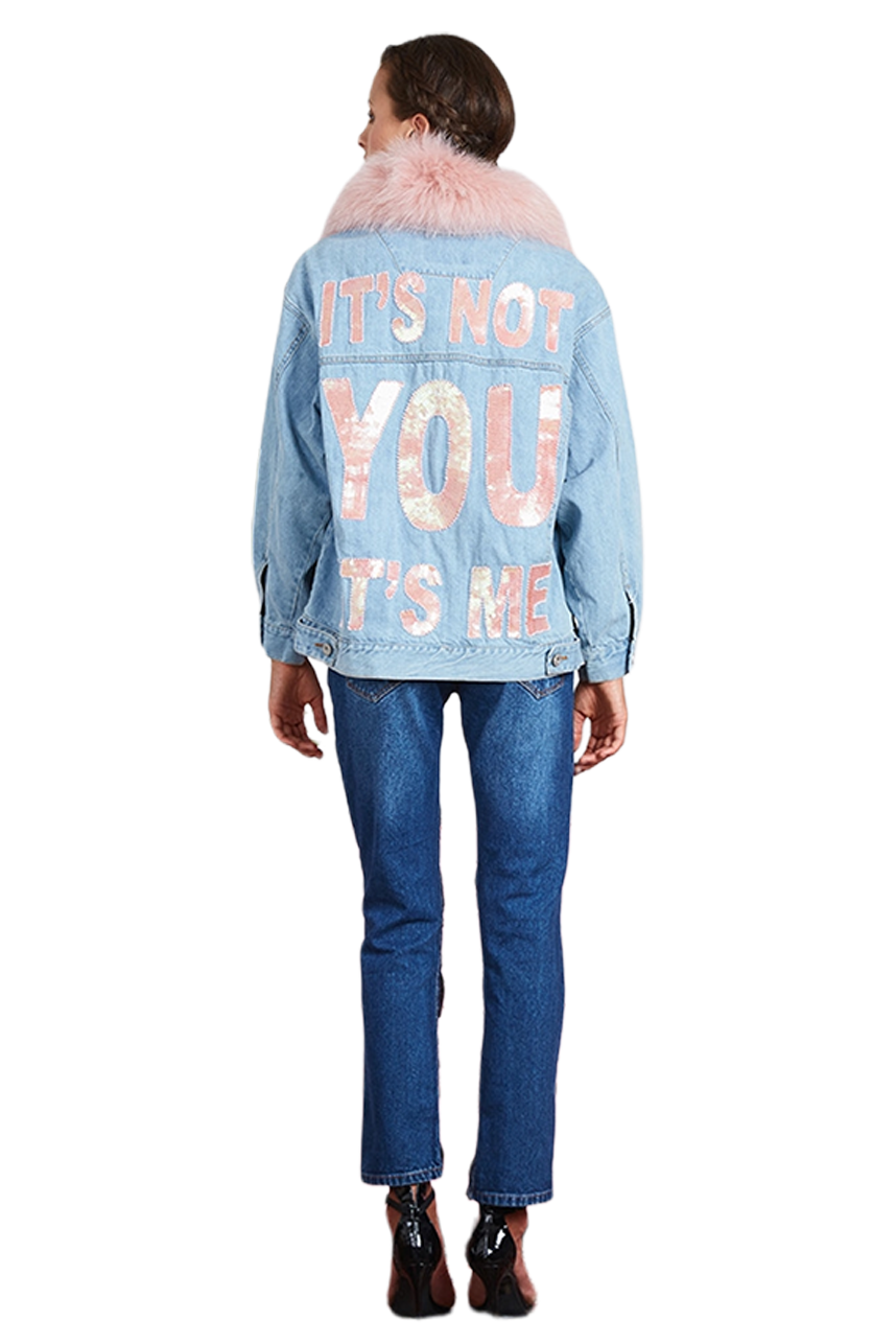 It's Not You It's Me Denim Faux Fur Jacket