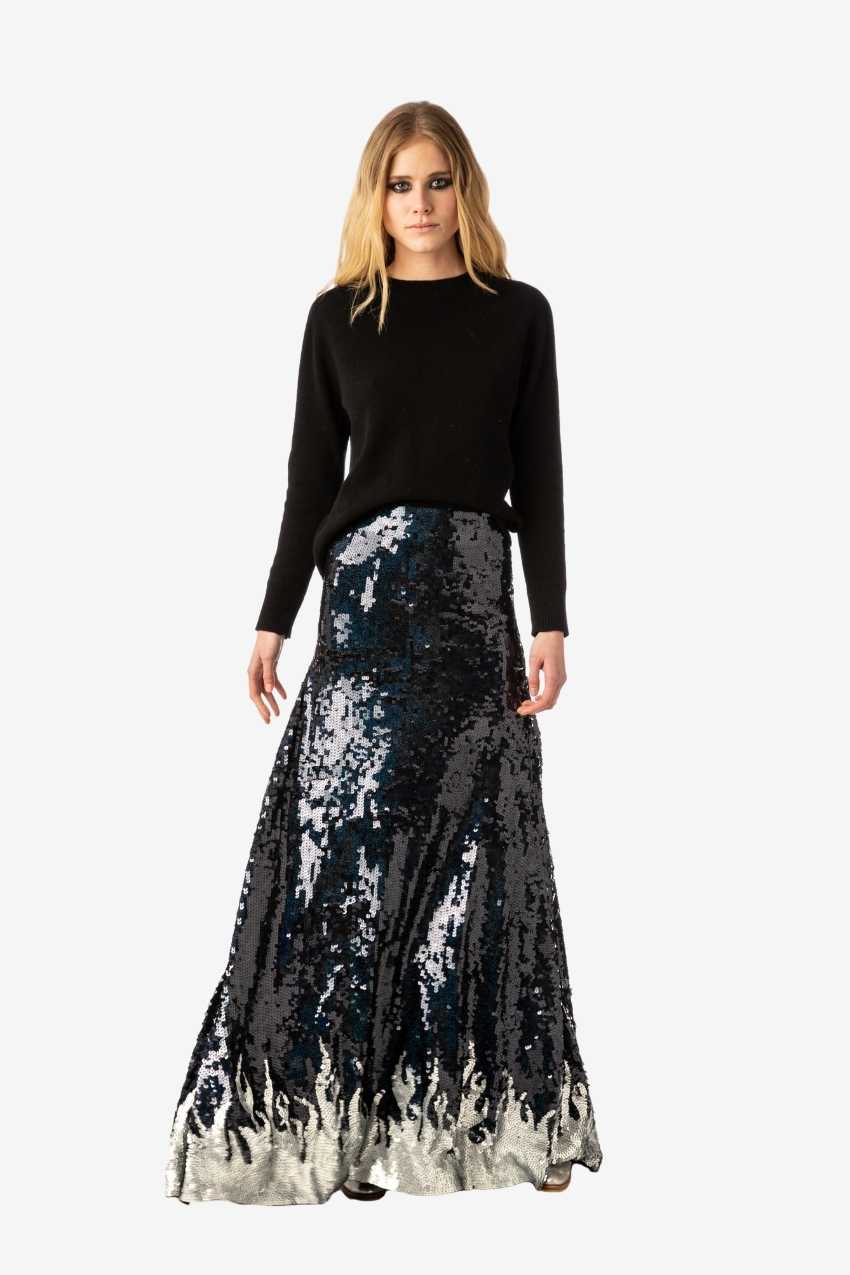 Indigo Flame Sequin Long Skirt