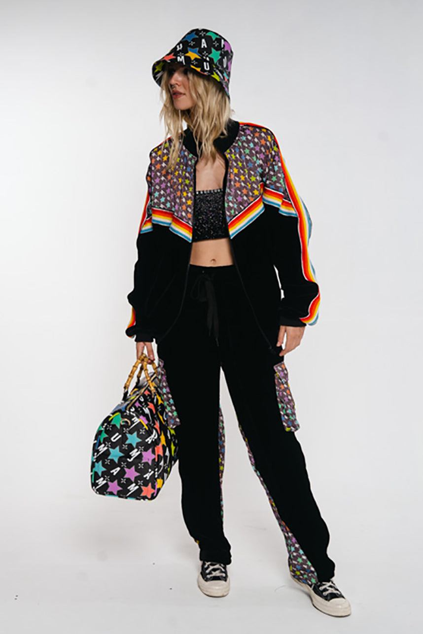 MUAMUA MONOGRAM FAUX LEATHER DUFFLE BAG