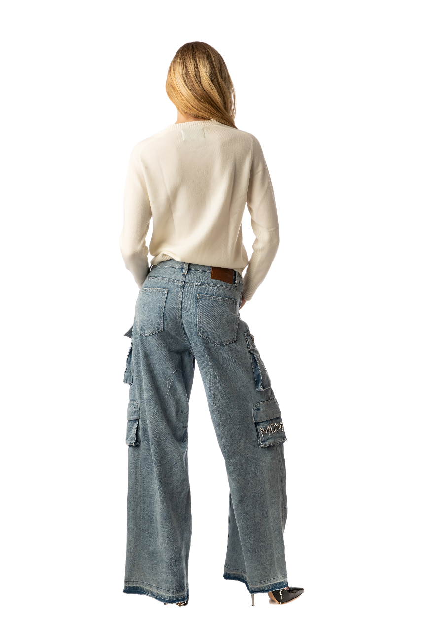 All You Need Blue Denim Cargo Pants