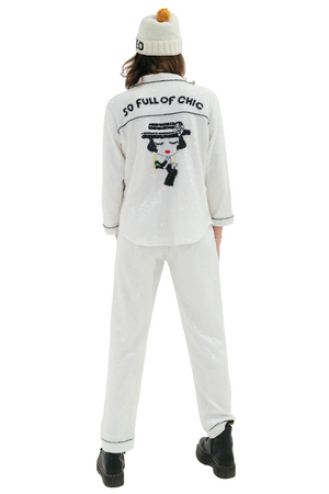 SO FULL OF CHIC Sequin Pajama Shirt-Pre Order