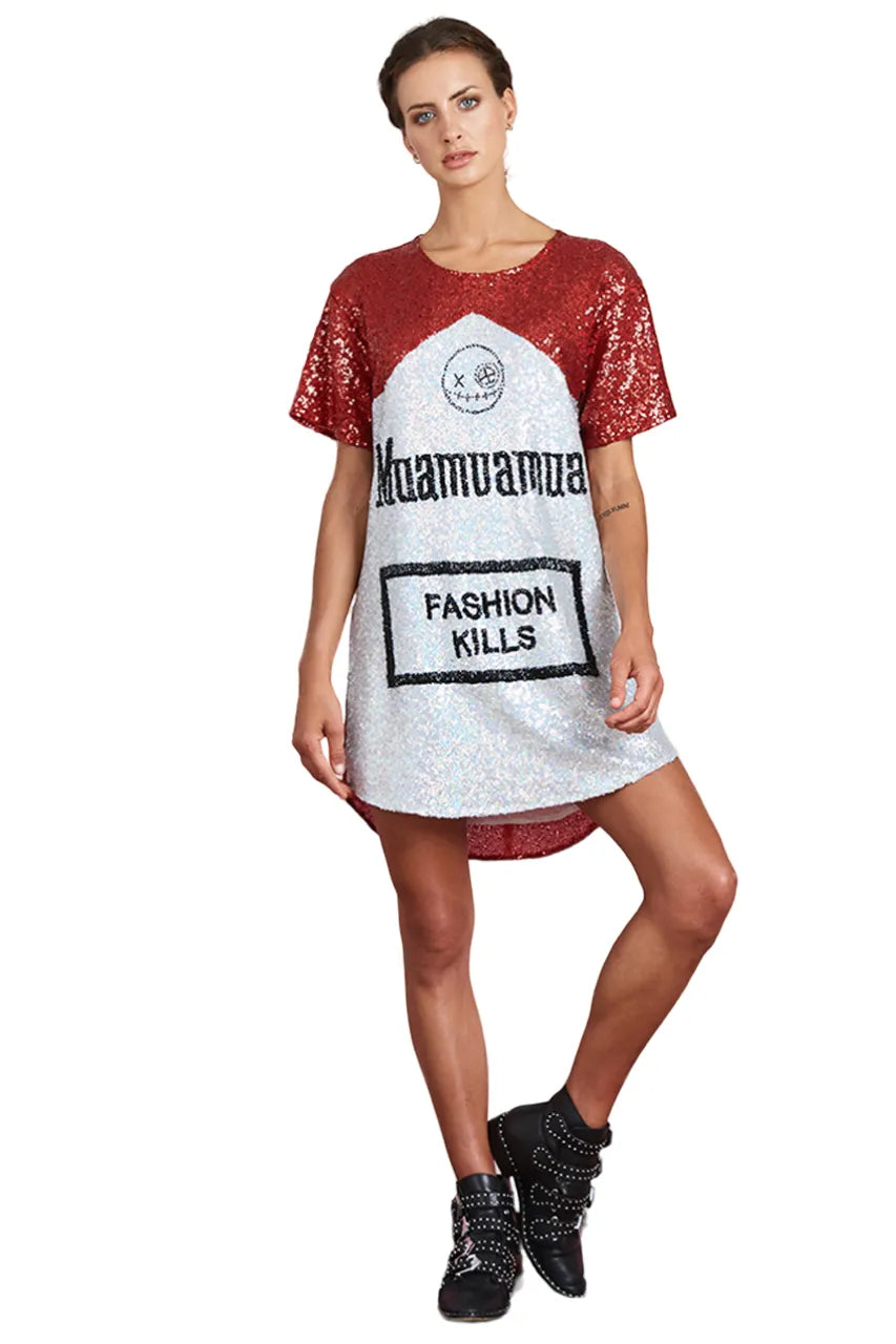 Fashion Kills Sequin Mesh Maxi Tee Dress