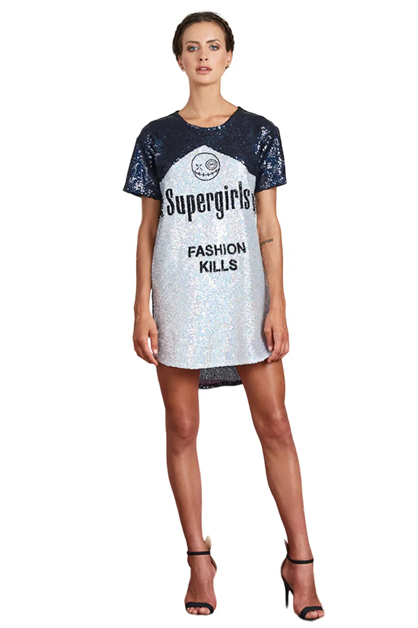 Supergirls Fashion Kills Sequin Mesh Maxi Tee Dress