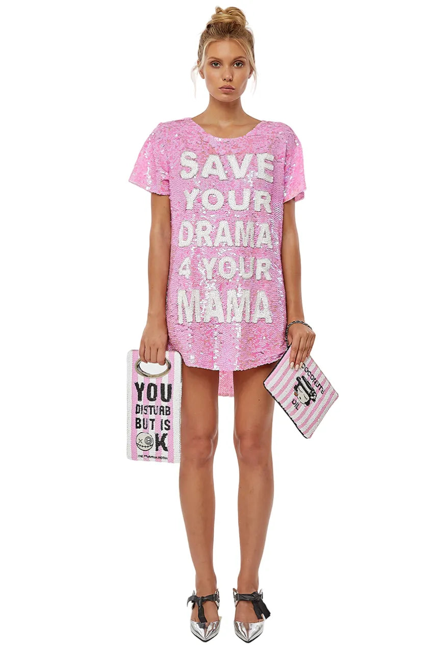 Save Your Drama For Your Mama Sequin Maxi Tee Dress