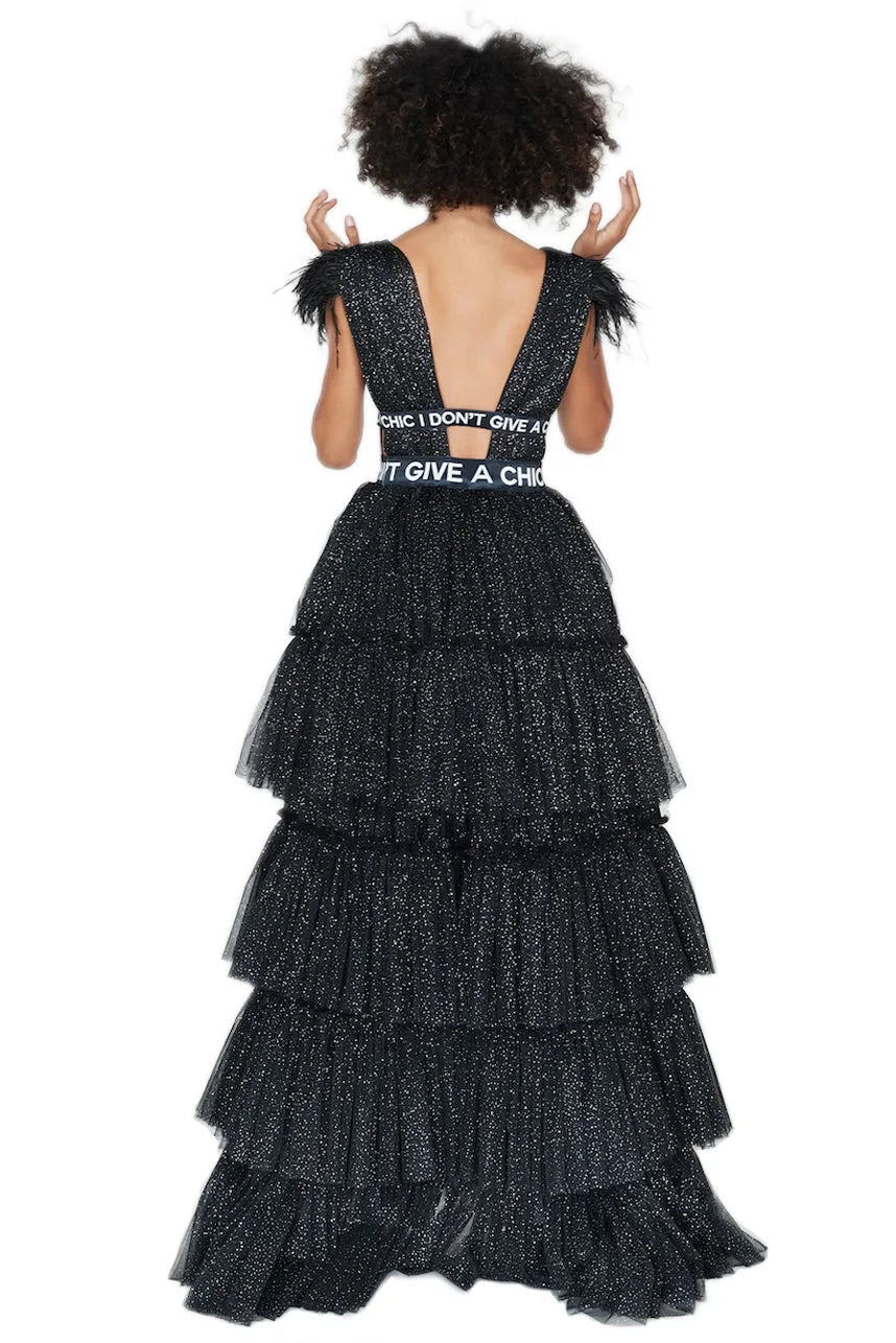 Sparkle Tulle HiLow Ruffle Dress