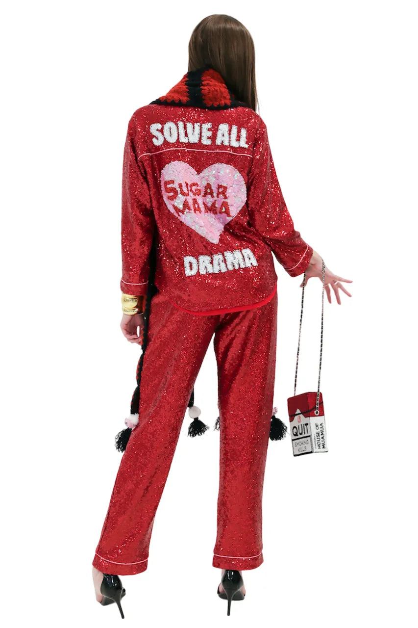 Sugar Mama Solve All Problems Sequin Pajama Shirt