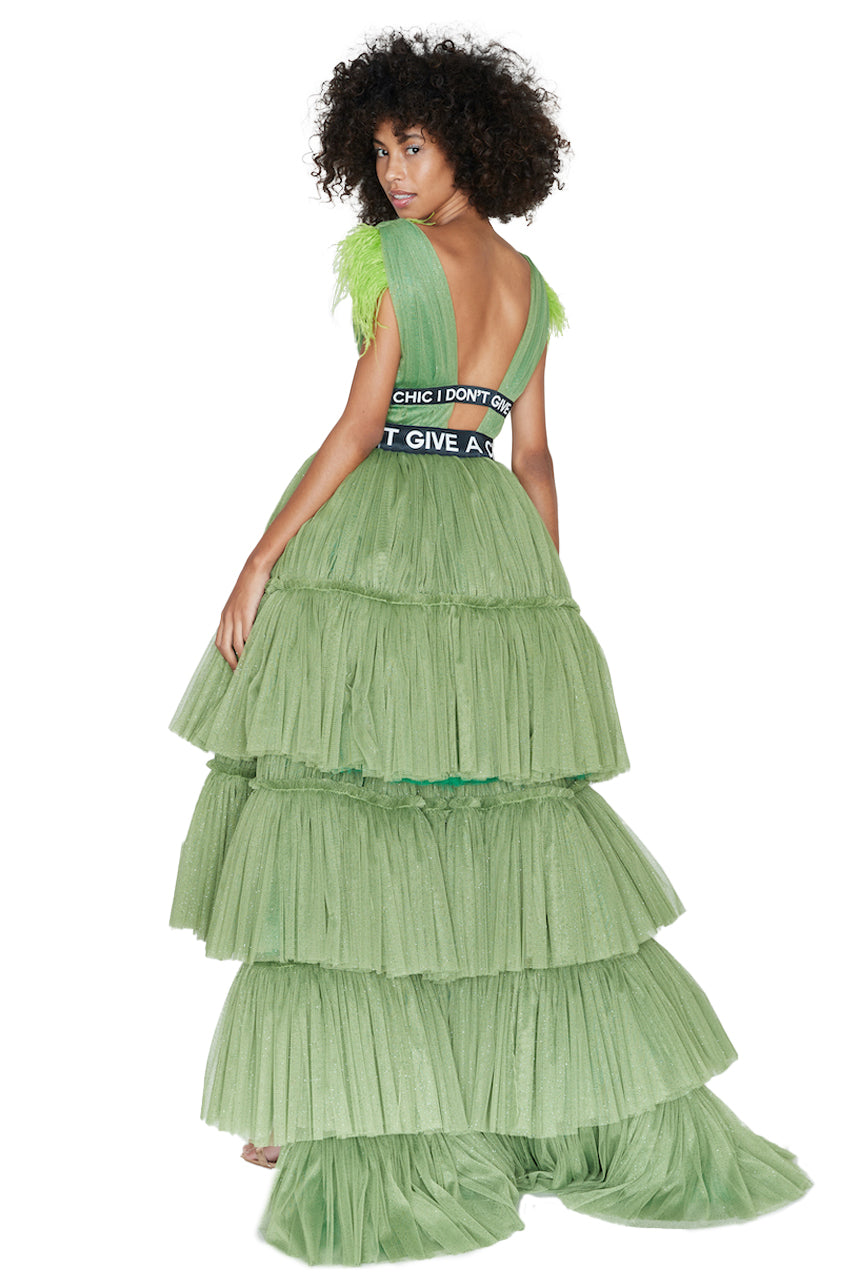 Pleated Tulle Hi-Low Ruffle Dress- Pre Order