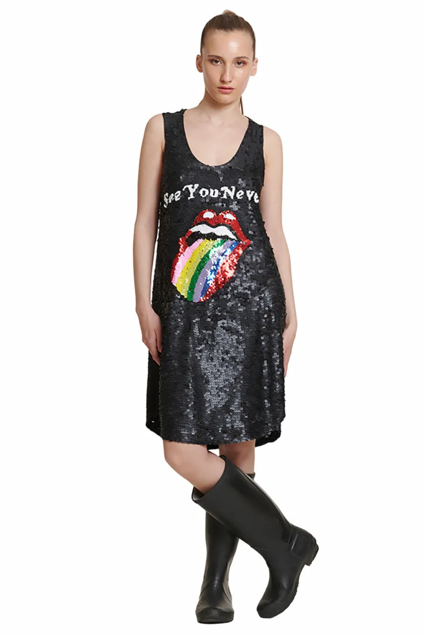 See You Never Sequin Singlet Dress