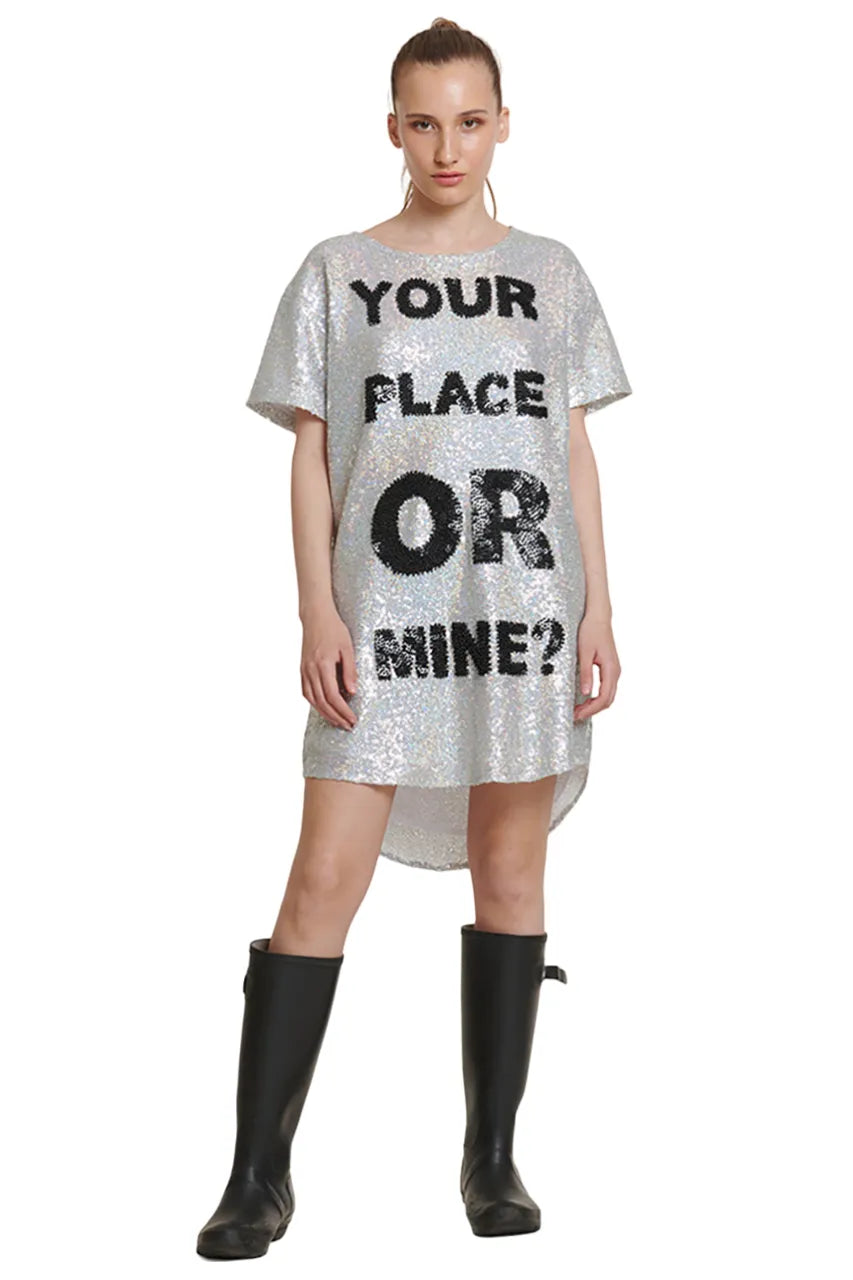 Your Place Or Mine Sequin Maxi Tee Dress