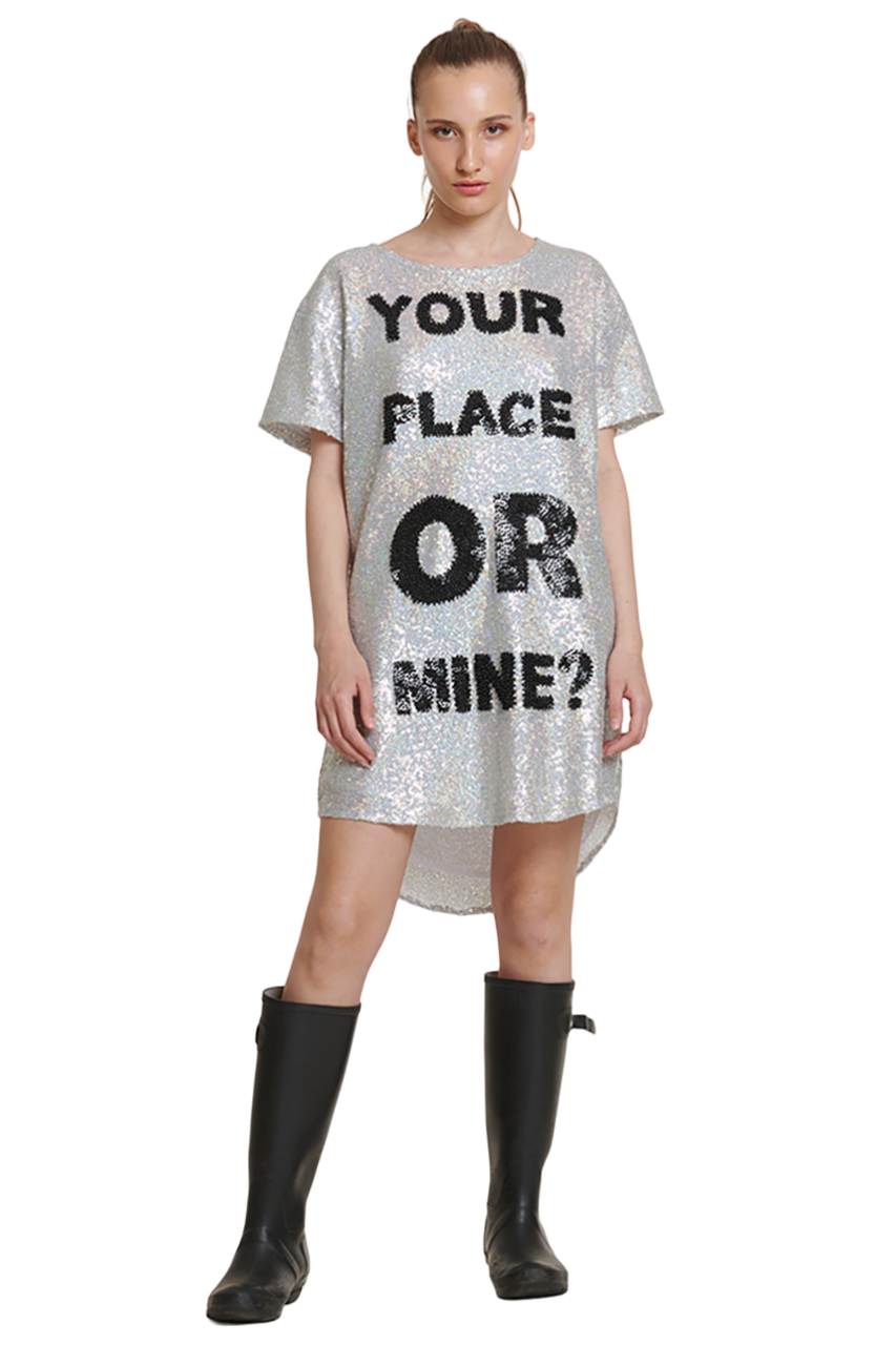 Your Place or Mine Sequin Maxi Tee Dress - Pre Order