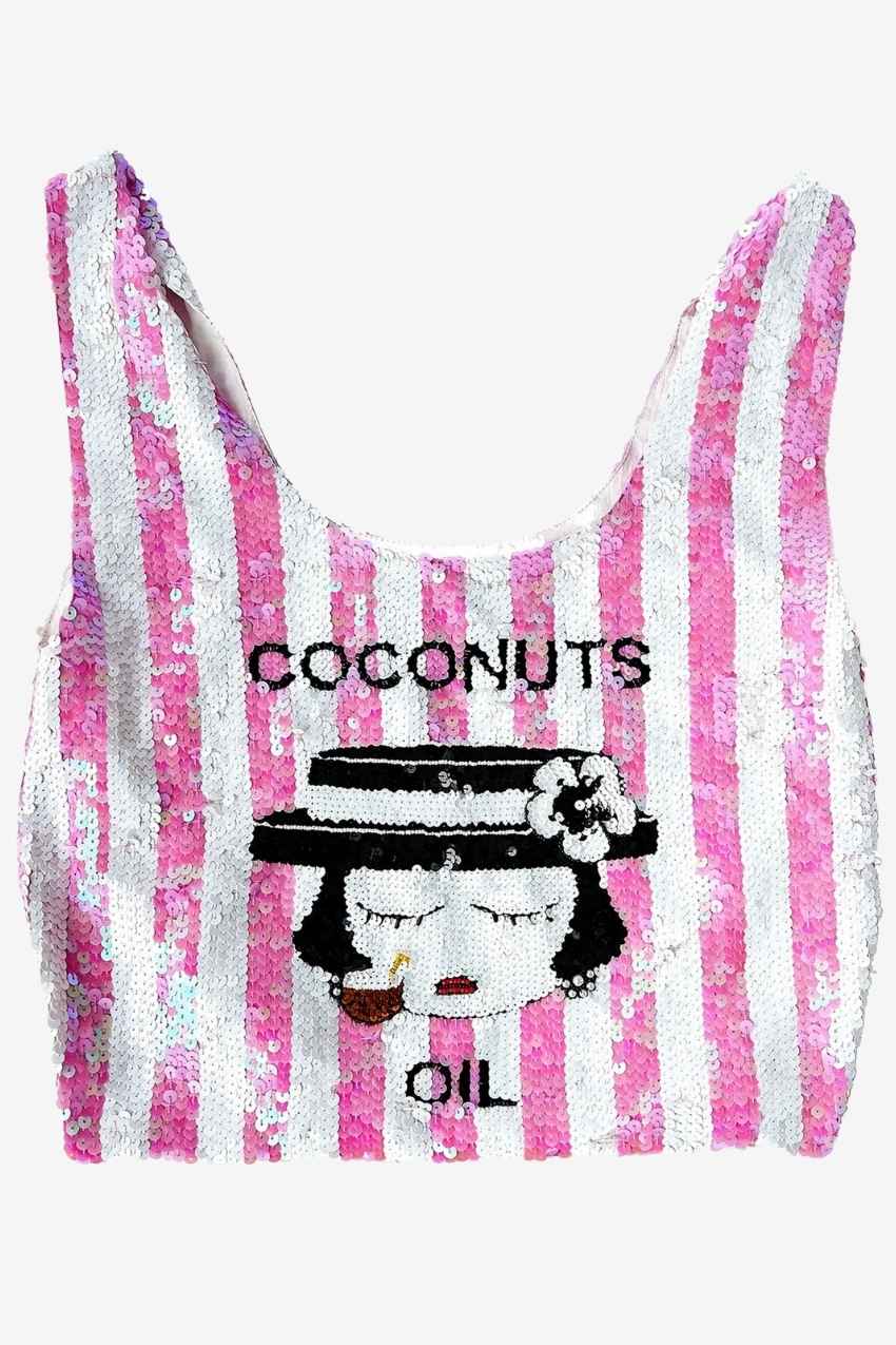 Sequin Supermarket Bag &quot; Coconuts Oil &quot;