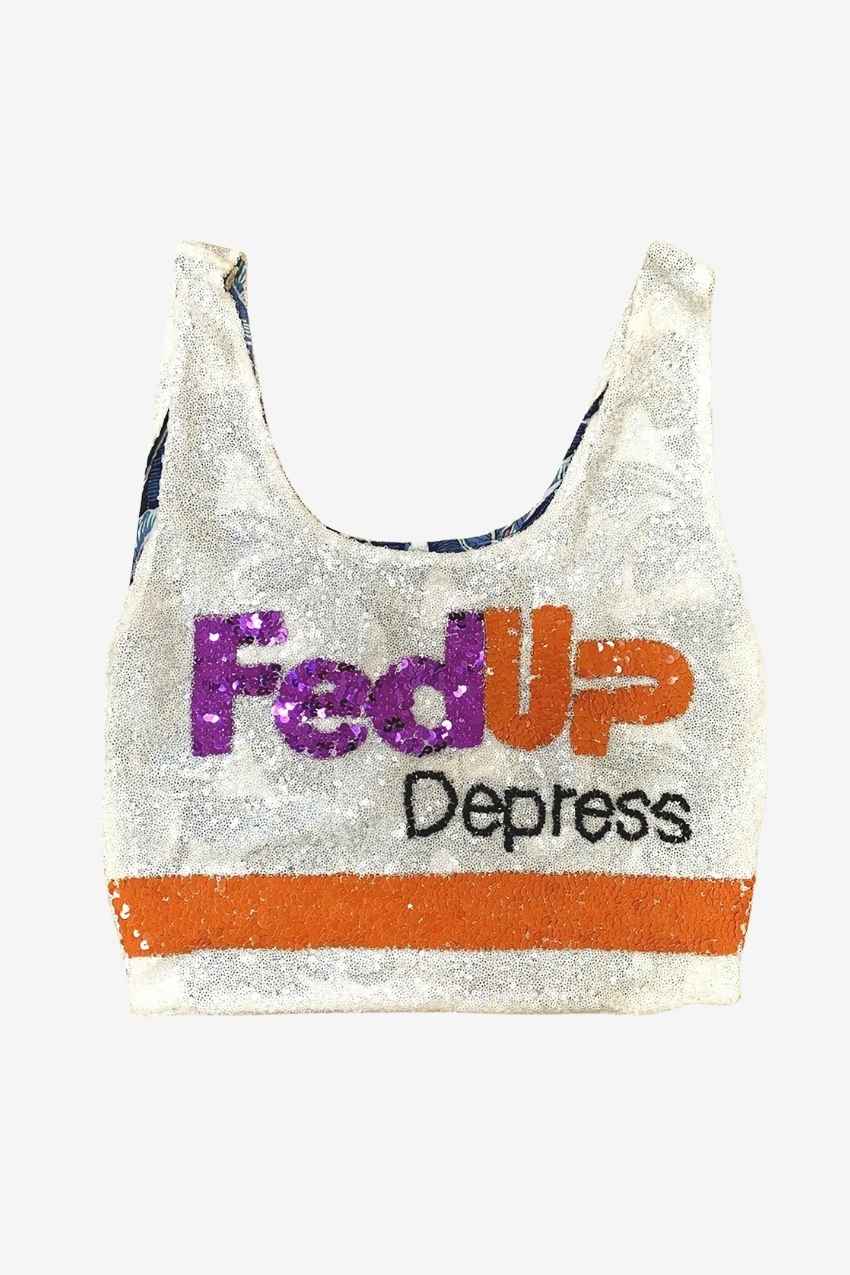 Sequin Supermarket Bag &quot;Fedup Depress&quot;