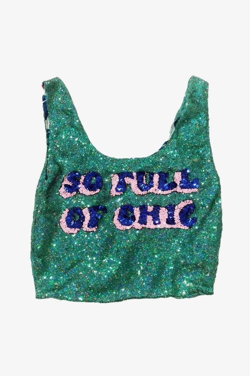 Sequin Supermarket Bag &quot;So Full Of Chic&quot;