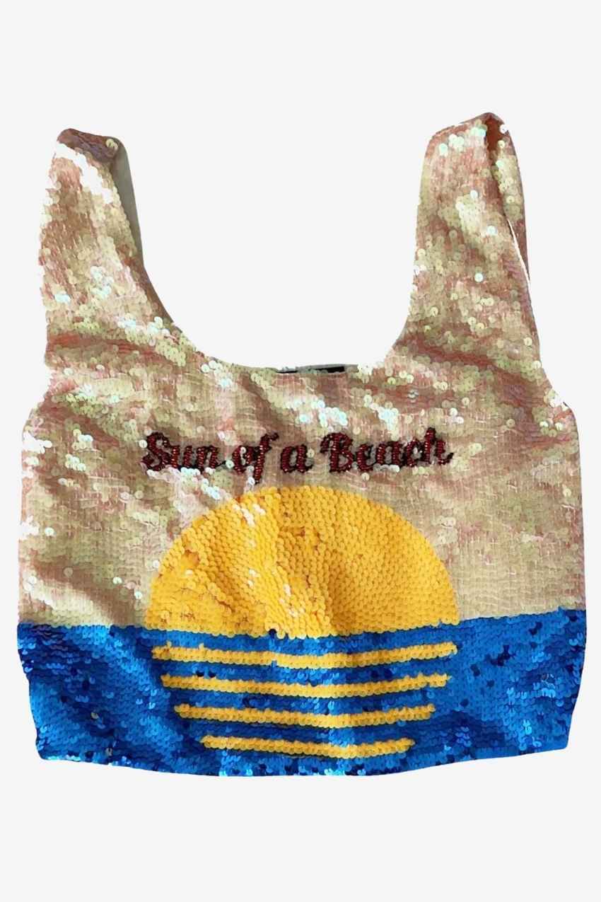 Sequin Supermarket Bag &quot; Sun Of A Beach &quot;