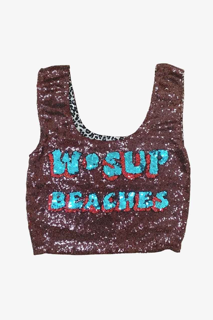 Sequin Supermarket Bag &quot;W&#39;Sup Beaches&quot;