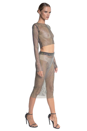 Crystal Net Crop Top and Skirt Set - Pre order