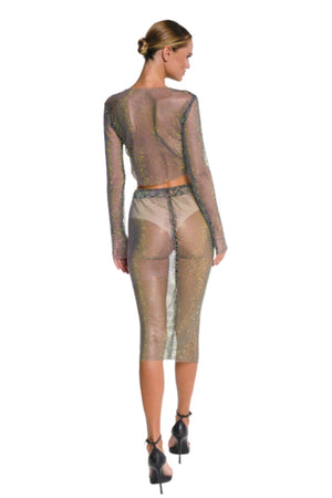 Crystal Net Crop Top and Skirt Set - Pre order