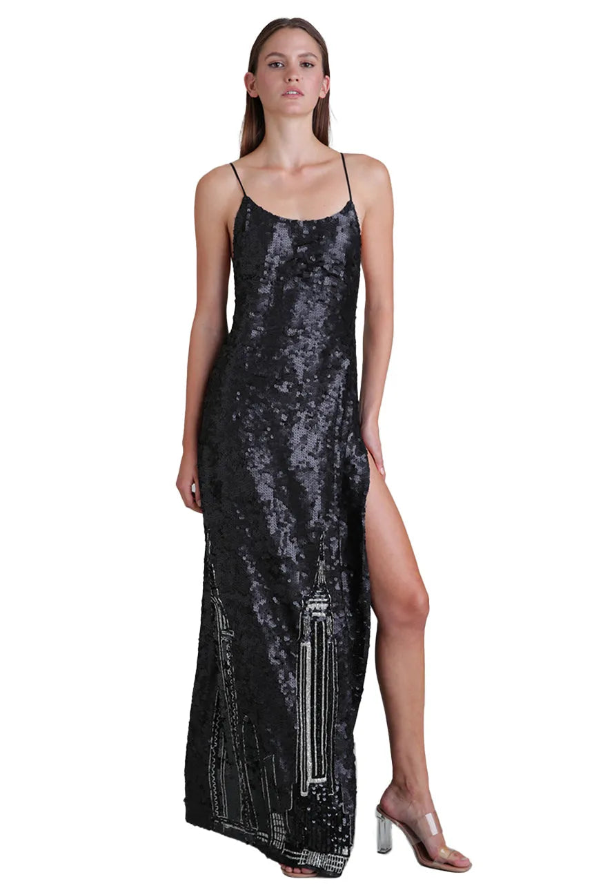 New York Sequin Singlet Split Long Dress