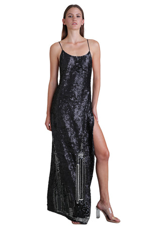 NEW YORK Sequin Singlet Split Long Dress - Pre Order