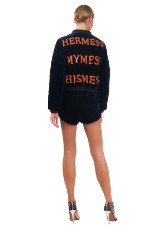 Hermess Mymess Hismess Silk Velvet Bomber Jacket